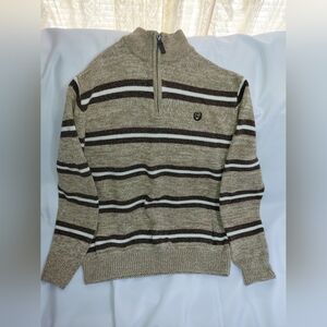 Chaps Men's Zip-Neck Striped Sweater – Beige, Brown, Cream